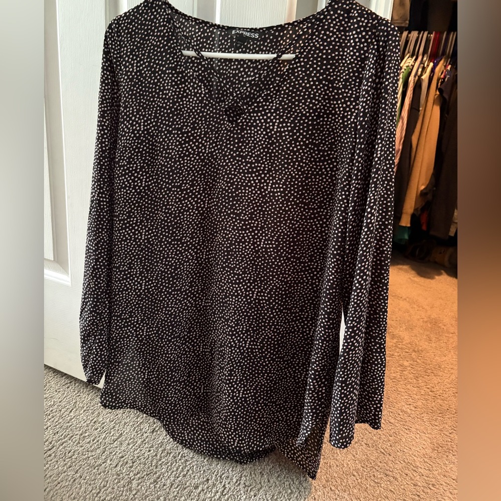 Express Black and White Dotted Blouse